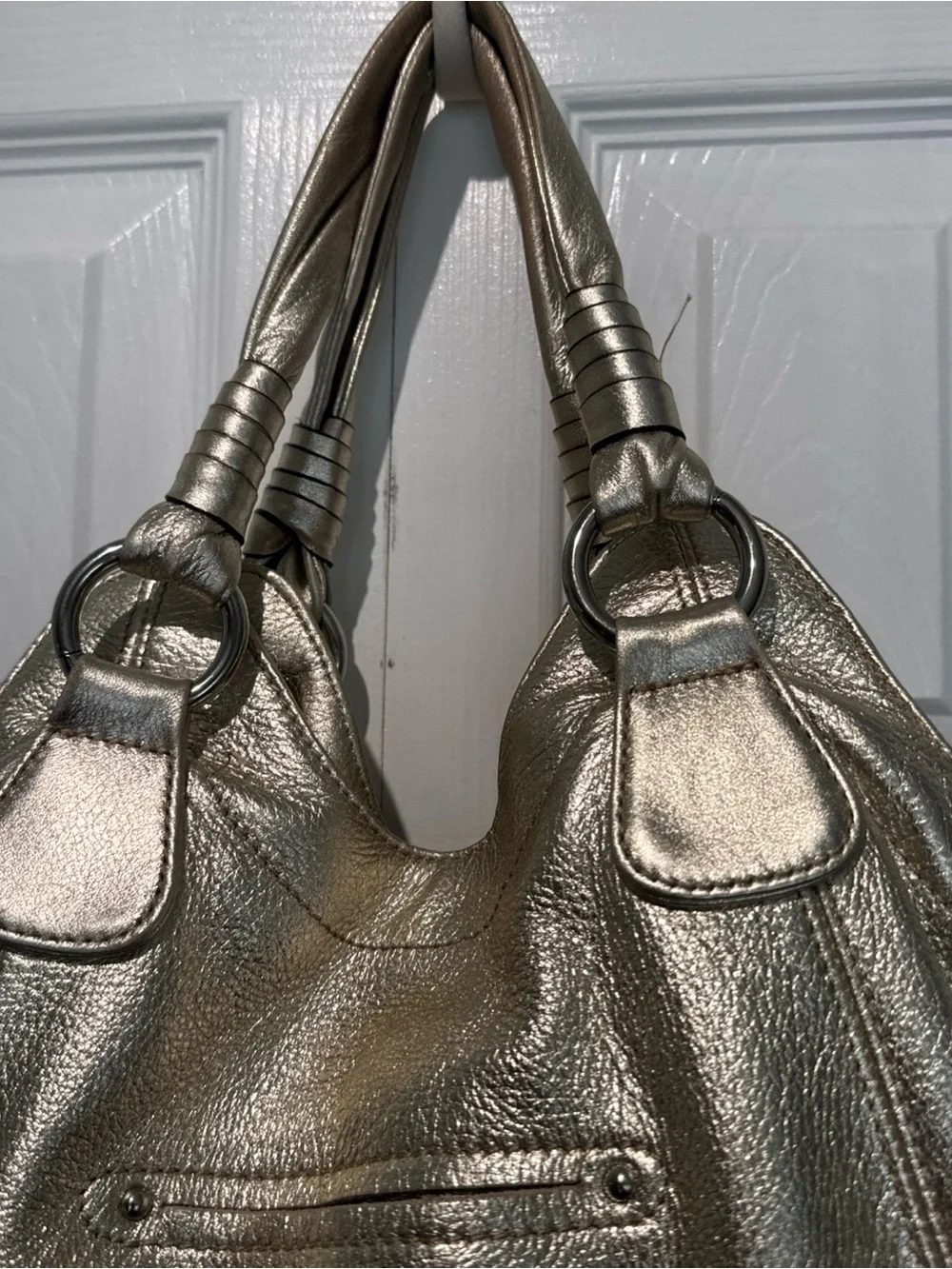 b. makowsky Metallic Gold Leather Shoulder Bag